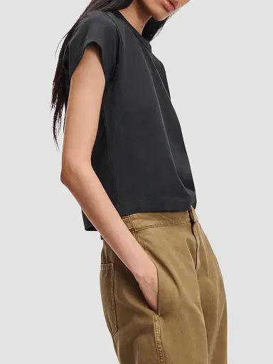 rag & bone Women's Kelly Perfect Cotton Crewneck T-Shirt - Black | Thumbnail 5