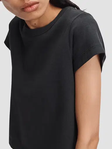 rag & bone Women's Kelly Perfect Cotton Crewneck T-Shirt - Black | Thumbnail 6
