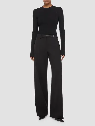 Helmut Lang Women's Belted Wool Gabardine Trousers | Thumbnail 2 Helmut Lang Women's Belted Wool Gabardine Trousers | Thumbnail 2