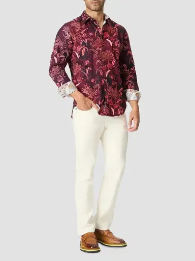 Robert Graham Men's Elmwood Floral Leaf Cotton Shirt | Thumbnail 2 Robert Graham Men's Elmwood Floral Leaf Cotton Shirt | Thumbnail 2