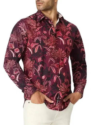 Robert Graham Men's Elmwood Floral Leaf Cotton Shirt | Thumbnail 1 Robert Graham Men's Elmwood Floral Leaf Cotton Shirt | Thumbnail 1