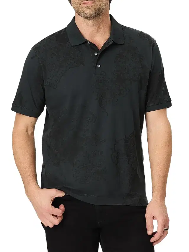 Robert Graham Men's Linford Cotton Knit Polo Shirt - Black