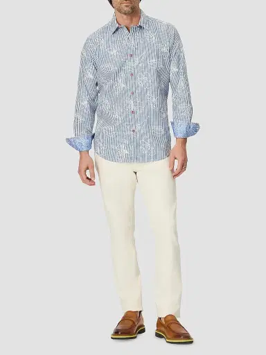 Robert Graham Men's Darien Floral Stretch-Cotton Shirt - True Blue - Size XXL | Thumbnail 2