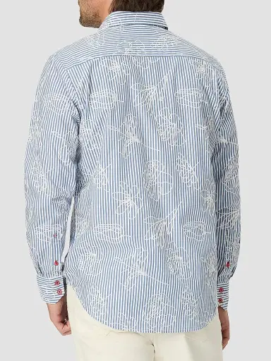 Robert Graham Men's Darien Floral Stretch-Cotton Shirt - True Blue - Size XXL | Thumbnail 3