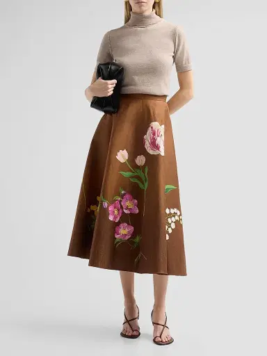 Oscar de la Renta Women's Turtleneck Wool Top - Dark Oat | Thumbnail 2