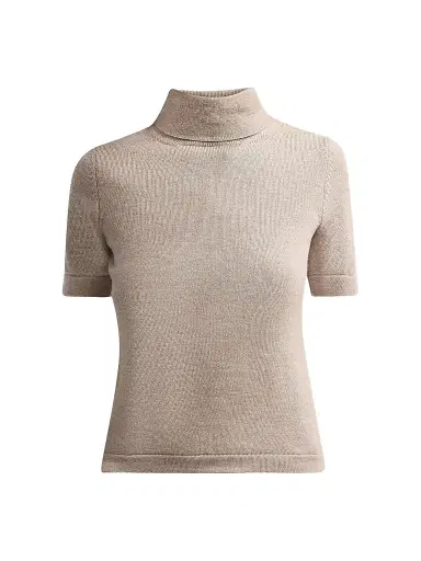 Oscar de la Renta Women's Turtleneck Wool Top - Dark Oat | Thumbnail 1