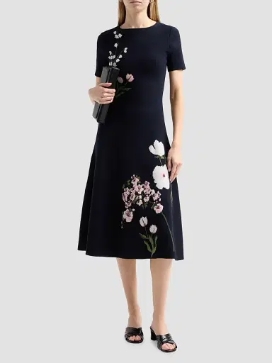 Oscar de la Renta Women's Floral Jacquard Knit Midi Dress | Thumbnail 2