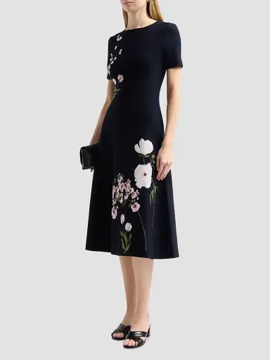 Oscar de la Renta Women's Floral Jacquard Knit Midi Dress | Thumbnail 4