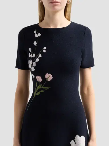 Oscar de la Renta Women's Floral Jacquard Knit Midi Dress | Thumbnail 5