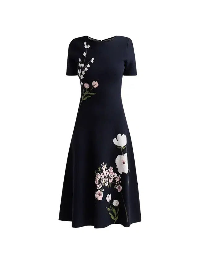 Oscar de la Renta Women's Floral Jacquard Knit Midi Dress - Navy