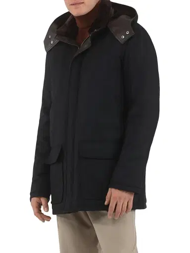 Gorski Men's Wool and Cashmere Blend Parka with Shearling Lining - Black | Thumbnail 3