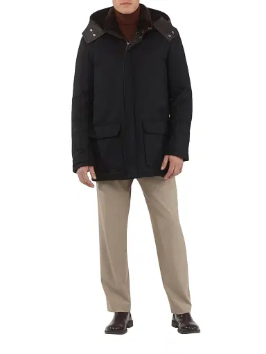 Gorski Men's Wool and Cashmere Blend Parka with Shearling Lining - Black | Thumbnail 5