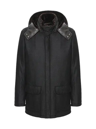 Gorski Men's Wool and Cashmere Blend Parka with Shearling Lining - Black | Thumbnail 1