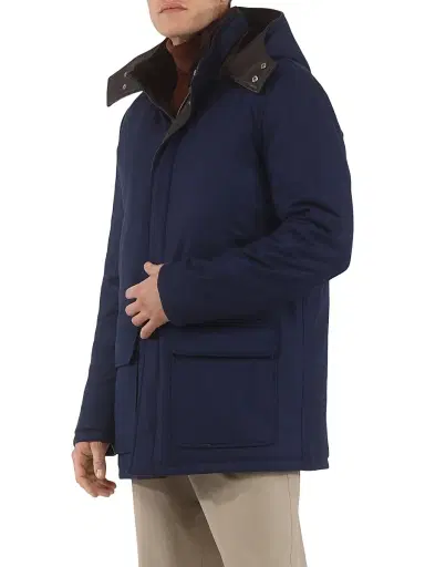 Gorski Men's Wool and Cashmere Blend Parka with Shearling Lining - Navy | Thumbnail 3
