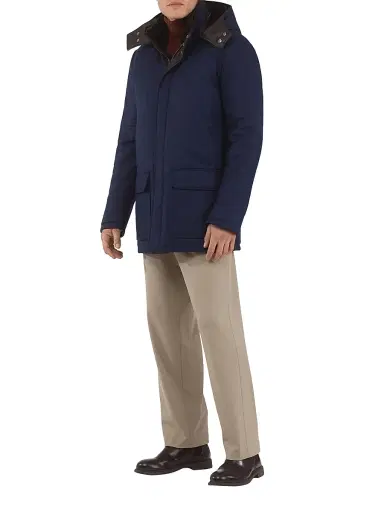 Gorski Men's Wool and Cashmere Blend Parka with Shearling Lining - Navy | Thumbnail 5