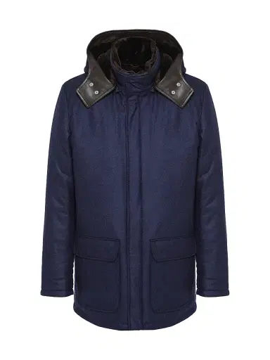 Gorski Men's Wool and Cashmere Blend Parka with Shearling Lining - Navy | Thumbnail 1