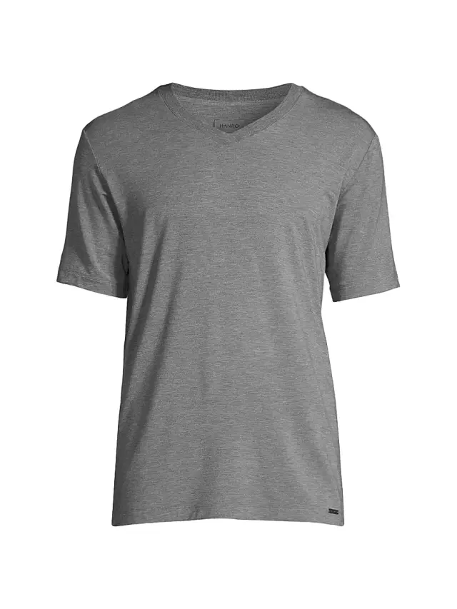 Hanro Men's Casuals Short-Sleeve V-Neck T-Shirt - Stone Melange