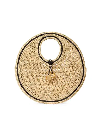 Jacquemus Women's Le Petit Rond Spiaggia Raffia Top Handle Bag - Natural Black | Thumbnail 1 Jacquemus Women's Le Petit Rond Spiaggia Raffia Top Handle Bag - Natural Black | Thumbnail 1