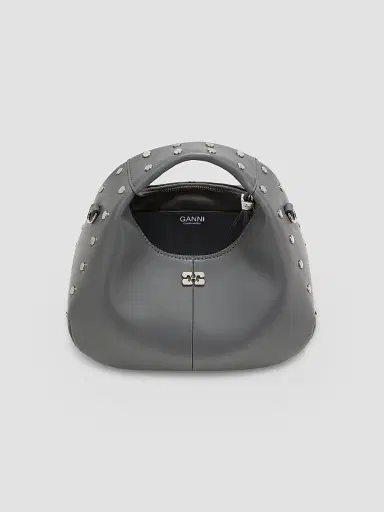 Ganni Women's Mini Studded Hobo Bag - Quiet Shade | Thumbnail 3