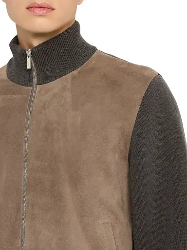 Ferragamo Men's Suede & Wool Zip-Front Jacket | Thumbnail 5 Ferragamo Men's Suede & Wool Zip-Front Jacket | Thumbnail 5