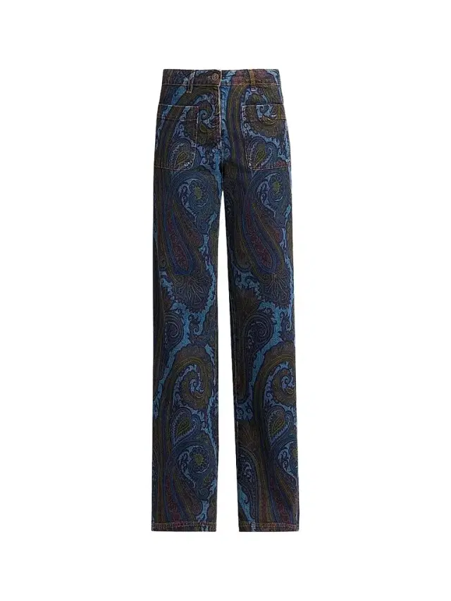 Etro Women's Paisley Cotton-Blend Flared Jeans - Printed Blue