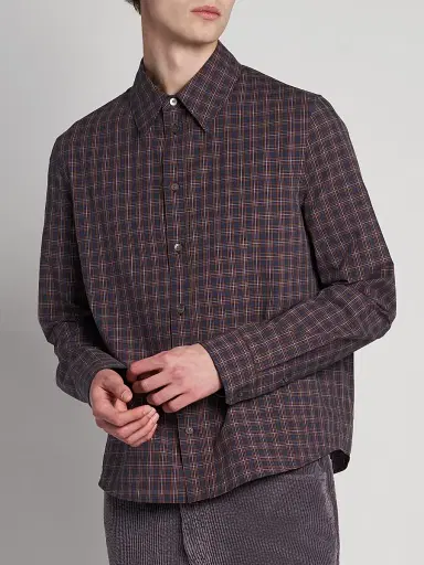 Marni Men's Plaid Cotton Shirt - Blue Ice | Thumbnail 4