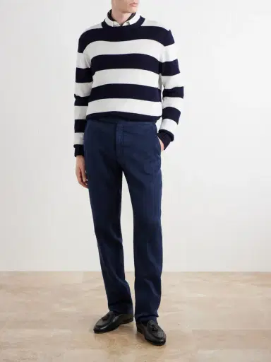 Ralph Lauren Purple Label Gregory Straight-Leg Herringbone Cotton and Linen-Blend Trousers - Men | Thumbnail 2