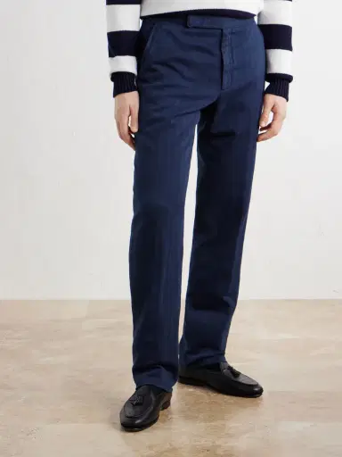 Ralph Lauren Purple Label Gregory Straight-Leg Herringbone Cotton and Linen-Blend Trousers - Men | Thumbnail 3
