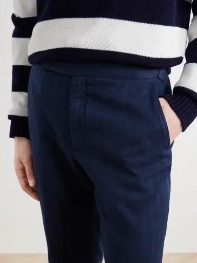 Ralph Lauren Purple Label Gregory Straight-Leg Herringbone Cotton and Linen-Blend Trousers - Men | Thumbnail 5