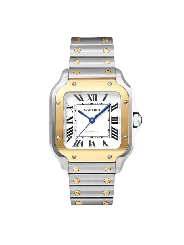 Cartier Santos de Medium Automatic 35.1mm Interchangeable 18-Karat Gold, Stainless Steel and Leather Watch, Ref. No. W2SA0016 - Men