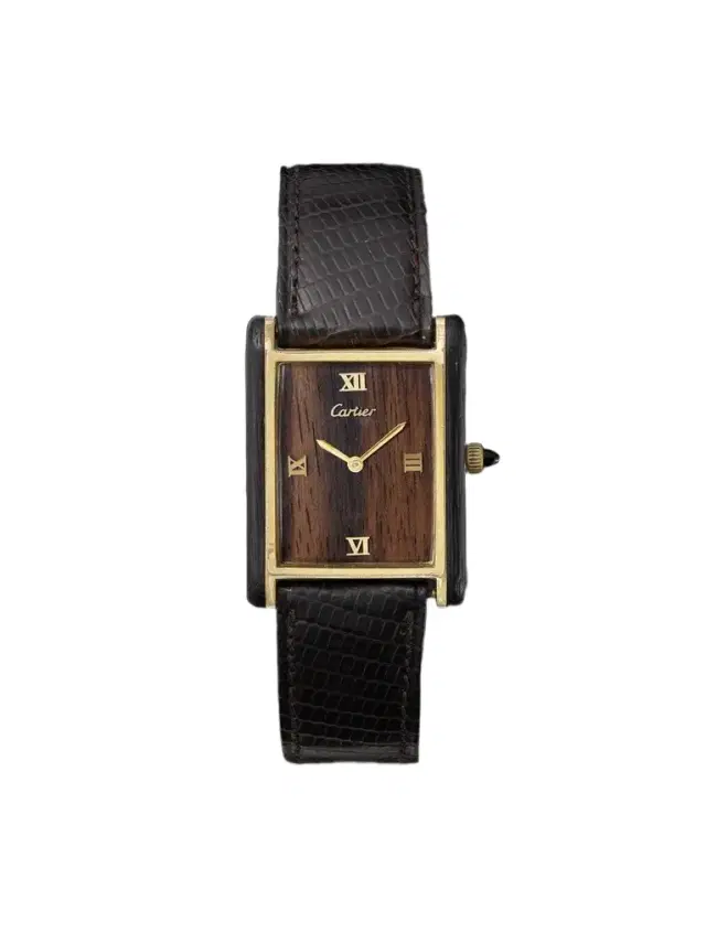 Stephanie Windsor Cartier Vintage 1970s Must de Cartier Tank Palissandre de Rio Hand-Wound 25mm Stainless Steel and Rosewood Watch, ref. 21611 (Fits up to 7.5'' wrist) - Men