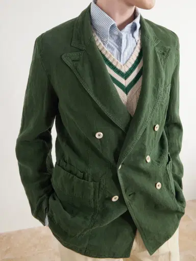Drake's Games Double-Breasted Linen Blazer - Men | Thumbnail 5 Drake's Games Double-Breasted Linen Blazer - Men | Thumbnail 5