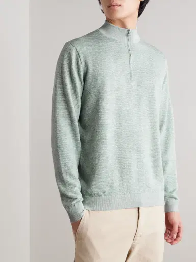 Peter Millar Barlow Merino Wool, Linen and Cotton-Blend Half-Zip Sweater - Men | Thumbnail 3 Peter Millar Barlow Merino Wool, Linen and Cotton-Blend Half-Zip Sweater - Men | Thumbnail 3