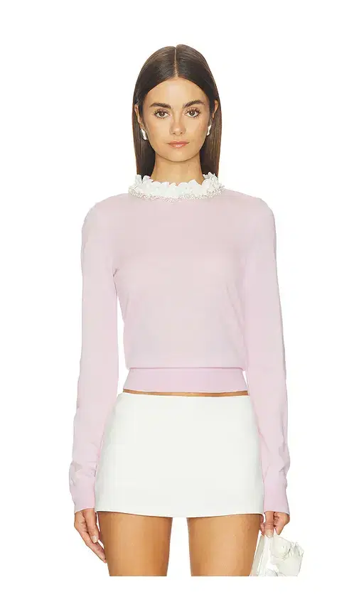 Self-Portrait Pink Flower Light Knit Jumper