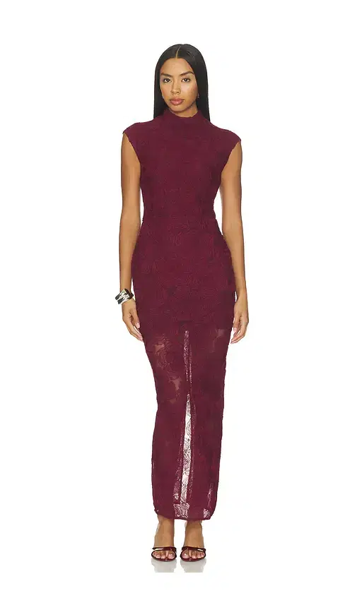ROTATE Flower Mesh Maxi Dress