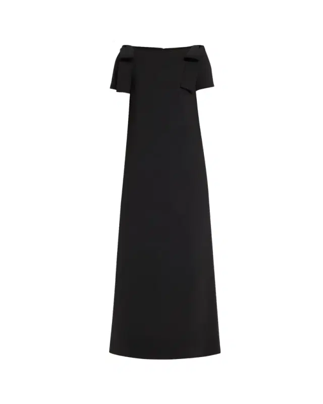 Carolina Herrera Shoulder Bow Crepe Column Gown