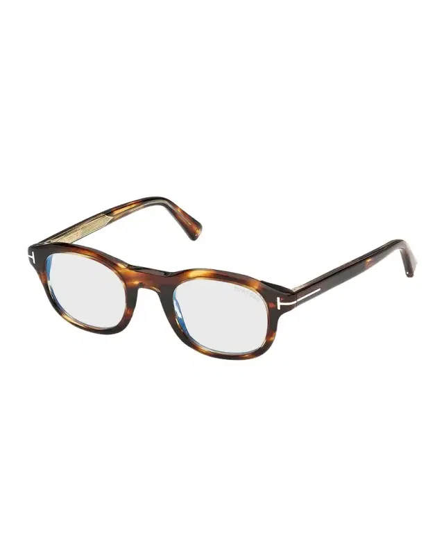 Tom Ford Men's T-Logo Acetate Round Eyeglasses