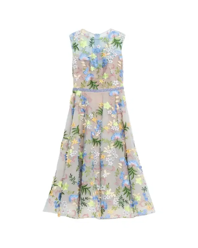 Bronx and Banco Saba Beaded Floral Applique Midi Dress