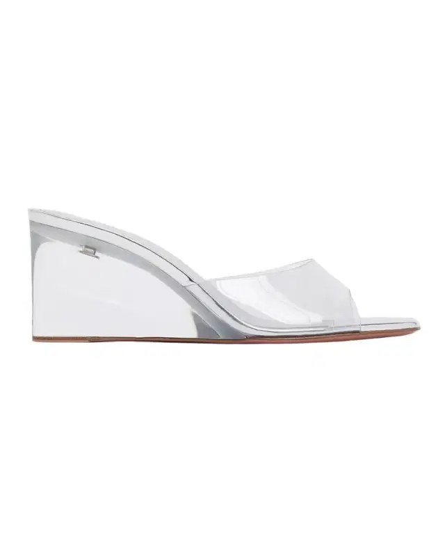 Amina Muaddi 70mm Lupita Transparent Wedge Mules