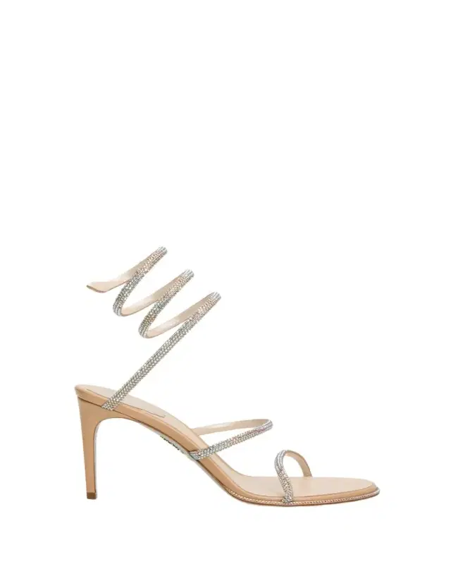 Rene Caovilla 80mm Cleo Embellished Leather Snake-Wrap Sandals