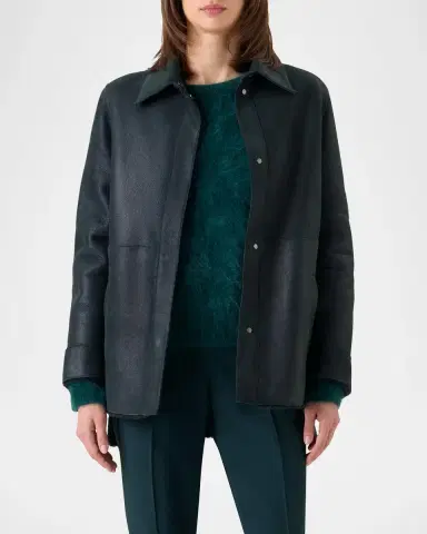 Akris Harper Reversible Lamb Shearling Single-Breasted Jacket | Thumbnail 4