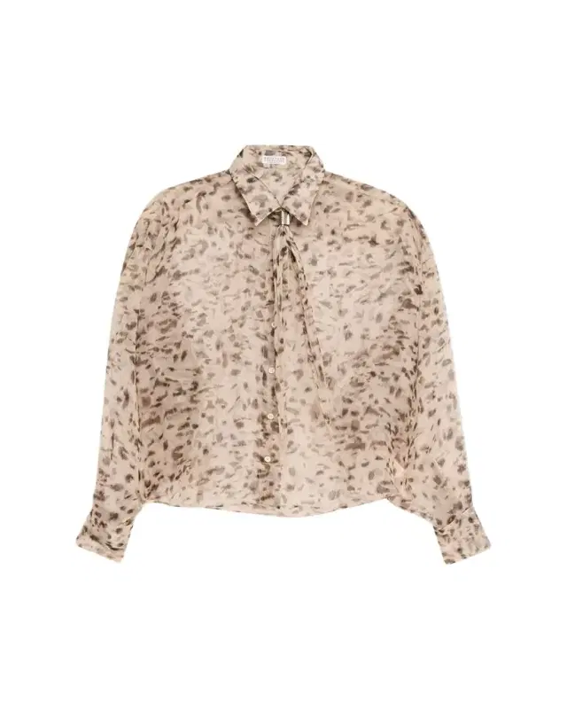Brunello Cucinelli Printed Silk Chiffon Shirt