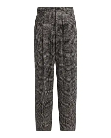 Dolce & Gabbana Men's Wool and Cotton Glen Plaid Wide-Leg Pleated Pants | Thumbnail 1