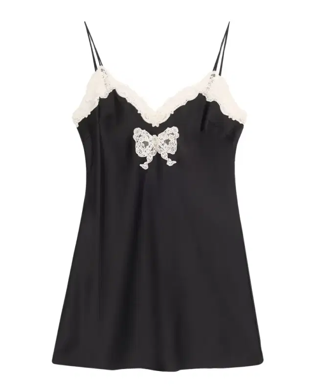 LoveShackFancy Maristella Lace-Trim Satin Mini Dress