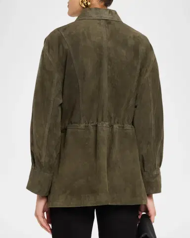 ARMA Maeve Drawstring Lambskin Suede Jacket | Thumbnail 3