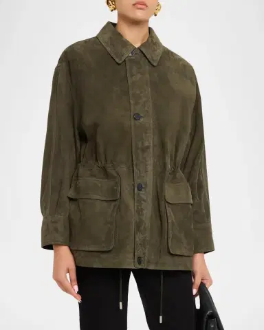 ARMA Maeve Drawstring Lambskin Suede Jacket | Thumbnail 4