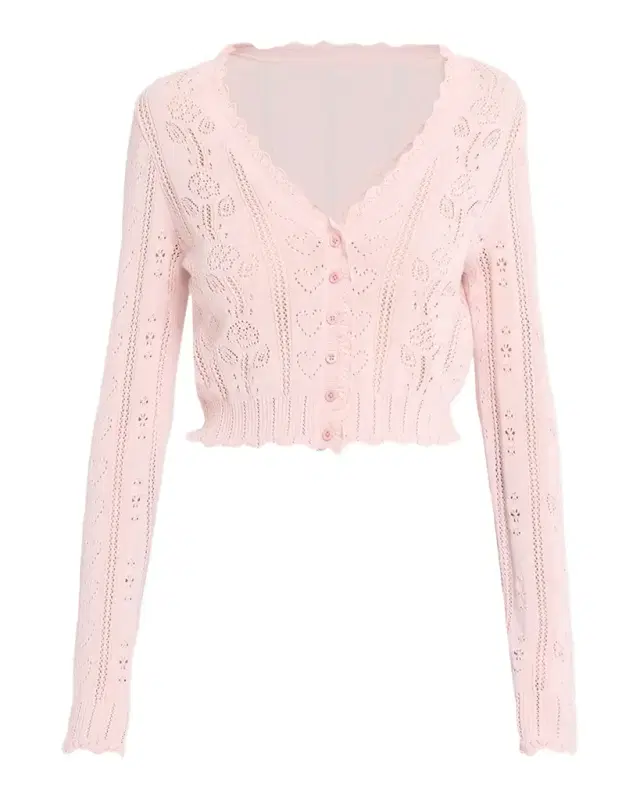 LoveShackFancy Sibella Pointelle Knit Crop V-Neck Cardigan
