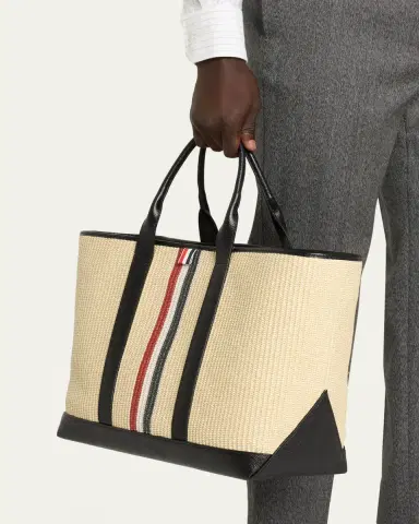 Thom Browne Men's Medium Tool Raffia Tote Bag | Thumbnail 2