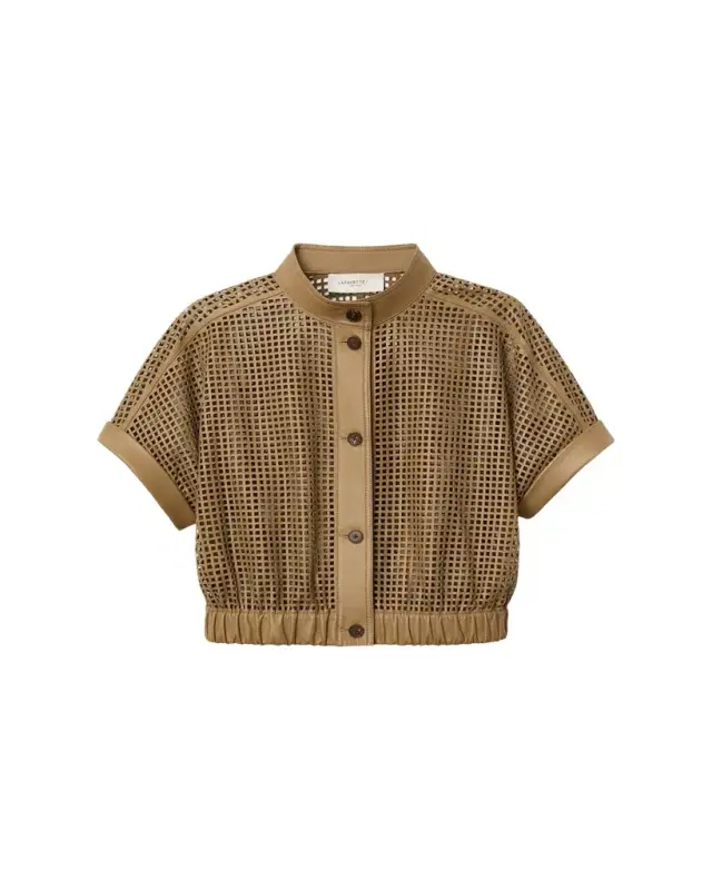 Lafayette 148 New York Laser Cutout Leather Jacket