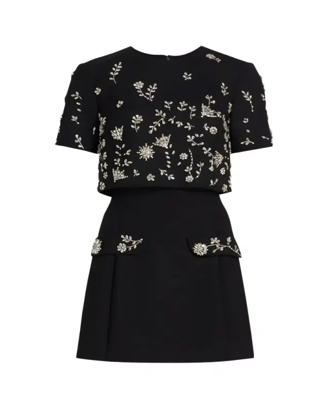Crystal Short-Sleeve Bolero Mini Dress